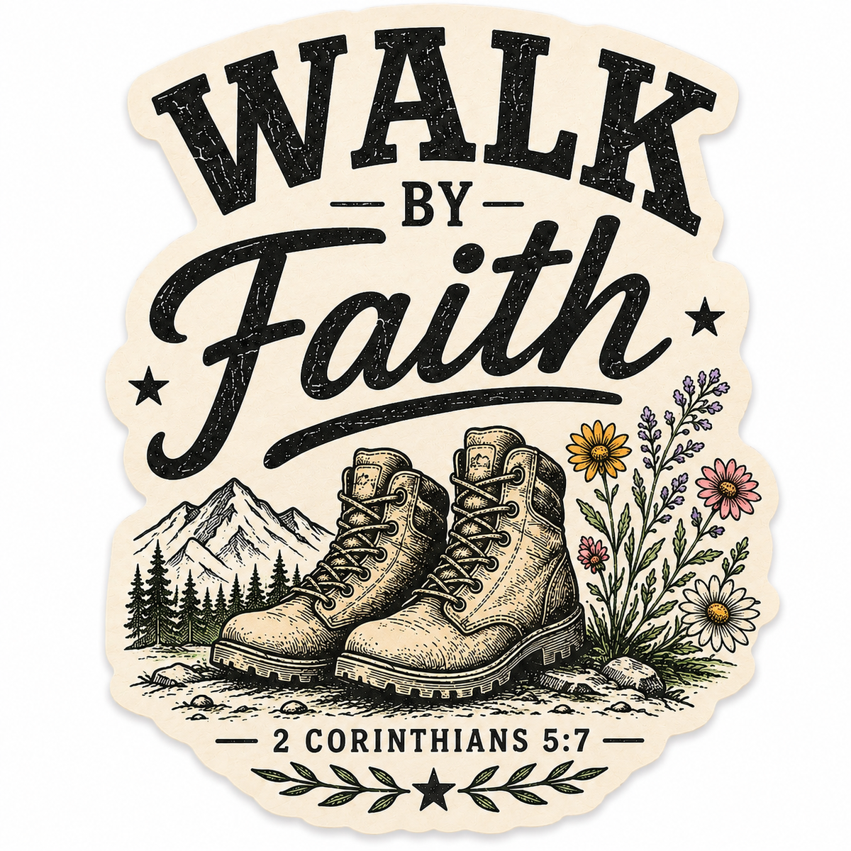Walk By Faith 3-inch Sticker - 2 Corinthians 5:7