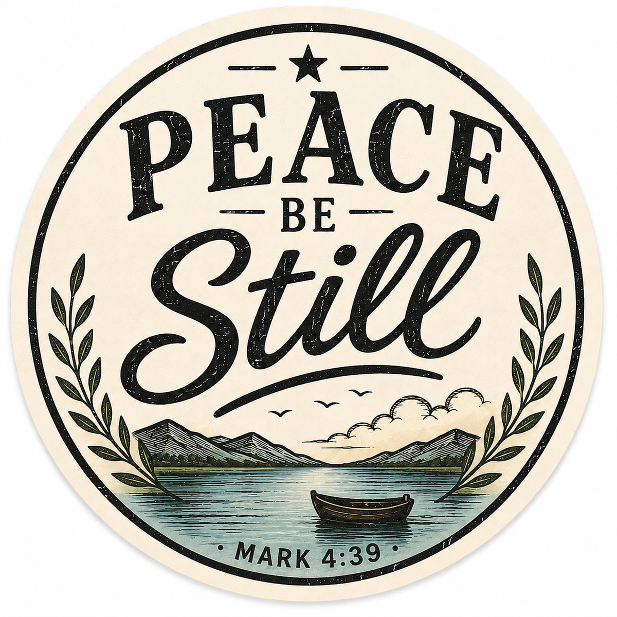 Peace Be Still 3-Inch Christian Sticker - Mark 4:39